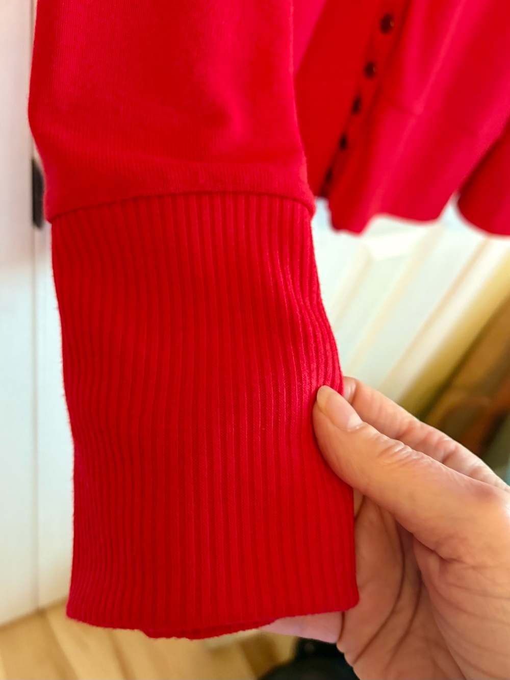 Bright Red Button-Front Cardigan - Picture 3 of 7